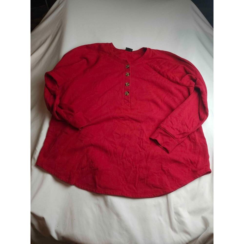 Torrid Sweatshirt Womens Size 3 Plus Red Henley Long Sleeve Sporty Y2K Pullover